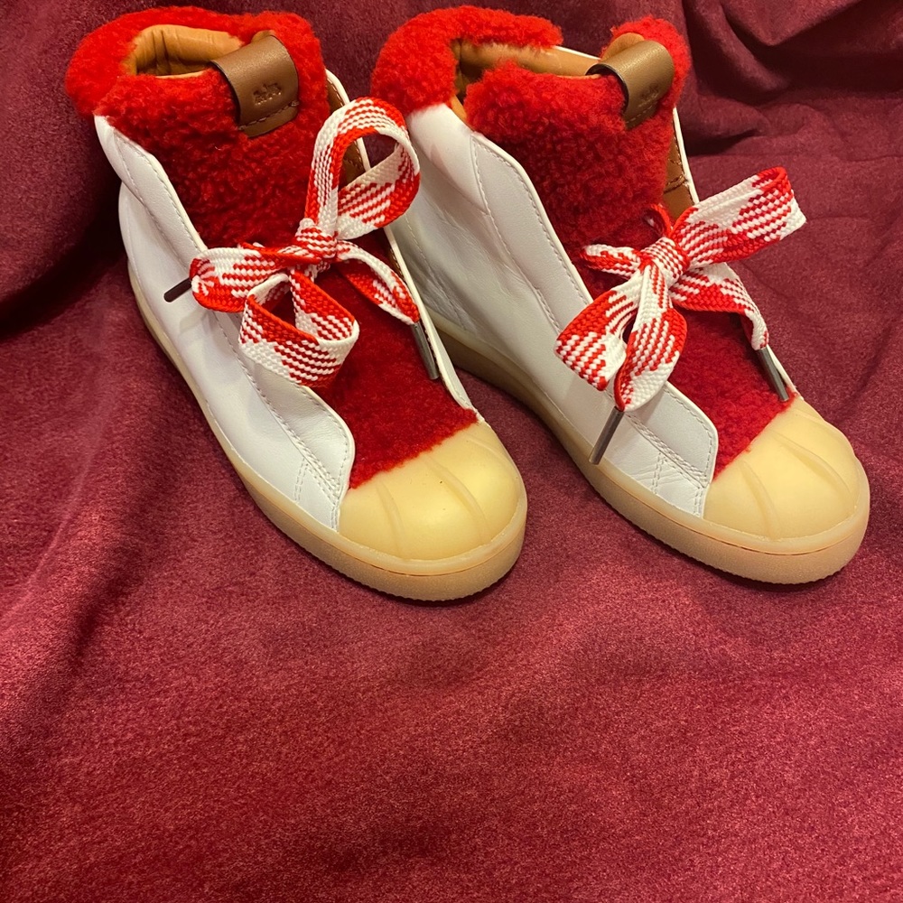 Coach size 5 new never worn red n white boots